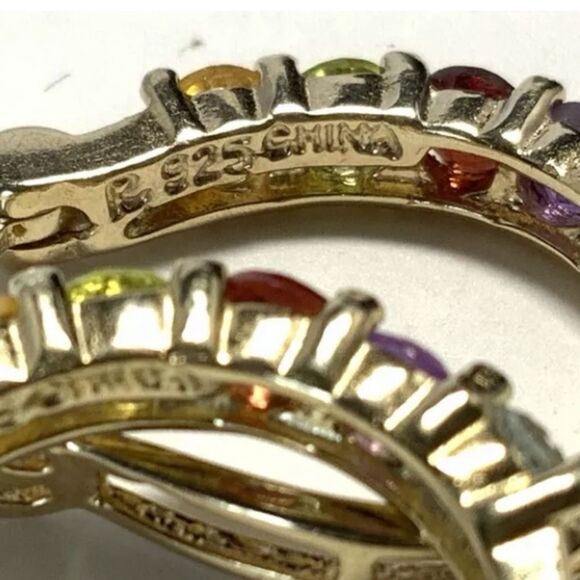 Ross-Simons Vermeil Gold Plated Sterling Silver Multi Gem Stone Hoop Earrings - Picture 7 of 12